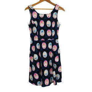 Modcloth Retrolicious Cats in Paris A Line Dress Sz Small Sleeveless